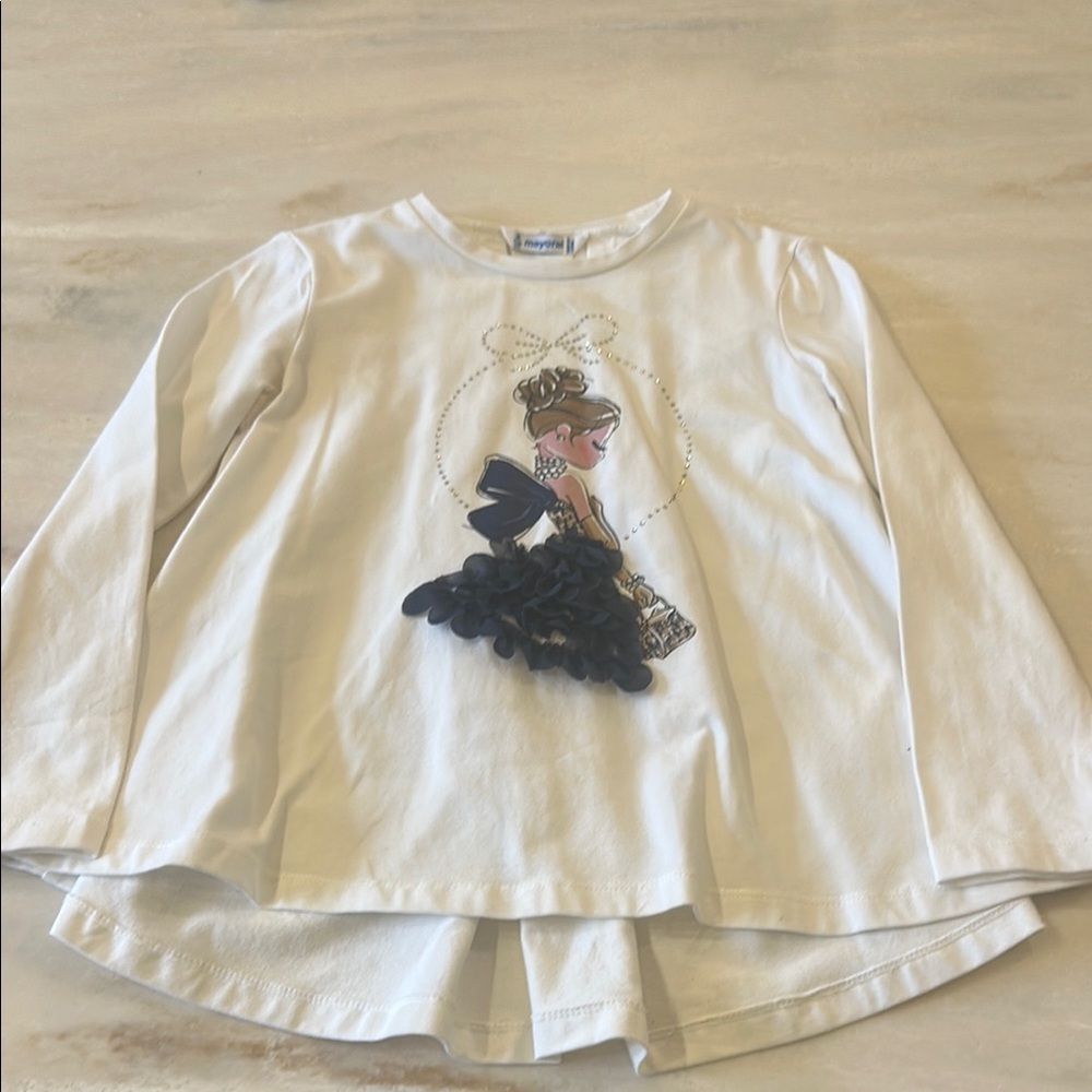Mayoral Chic White Kids Top with Fashion Print